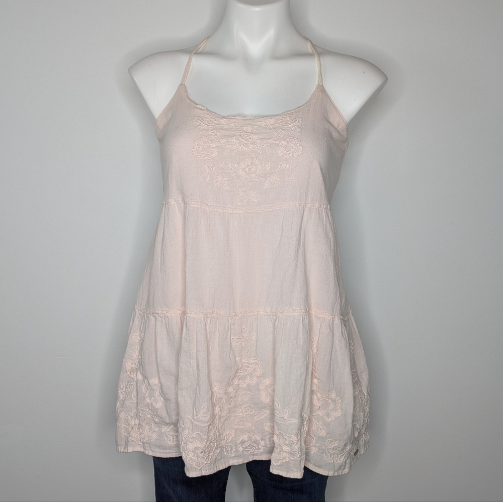 Abercrombie & Fitch light pink floral embroidered cotton tank top blouse S